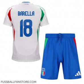 Italien Nicolo Barella #18 Replik Auswärtstrikot Kinder EM 2024 Kurzarm (+ Kurze Hosen)